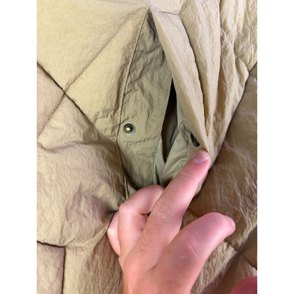 Madewell Holland Quilted Puffer Parka Womens XXL Toasted‎ Sesame Tan Hooded Flaw - Picture 5 of 15